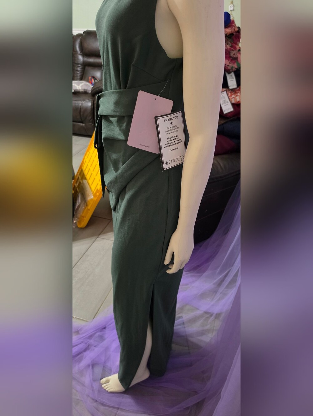 JS Collections Dark Emerald Green Sleeveless Tie-Waist Maxi Dress - Picture 2 of 8